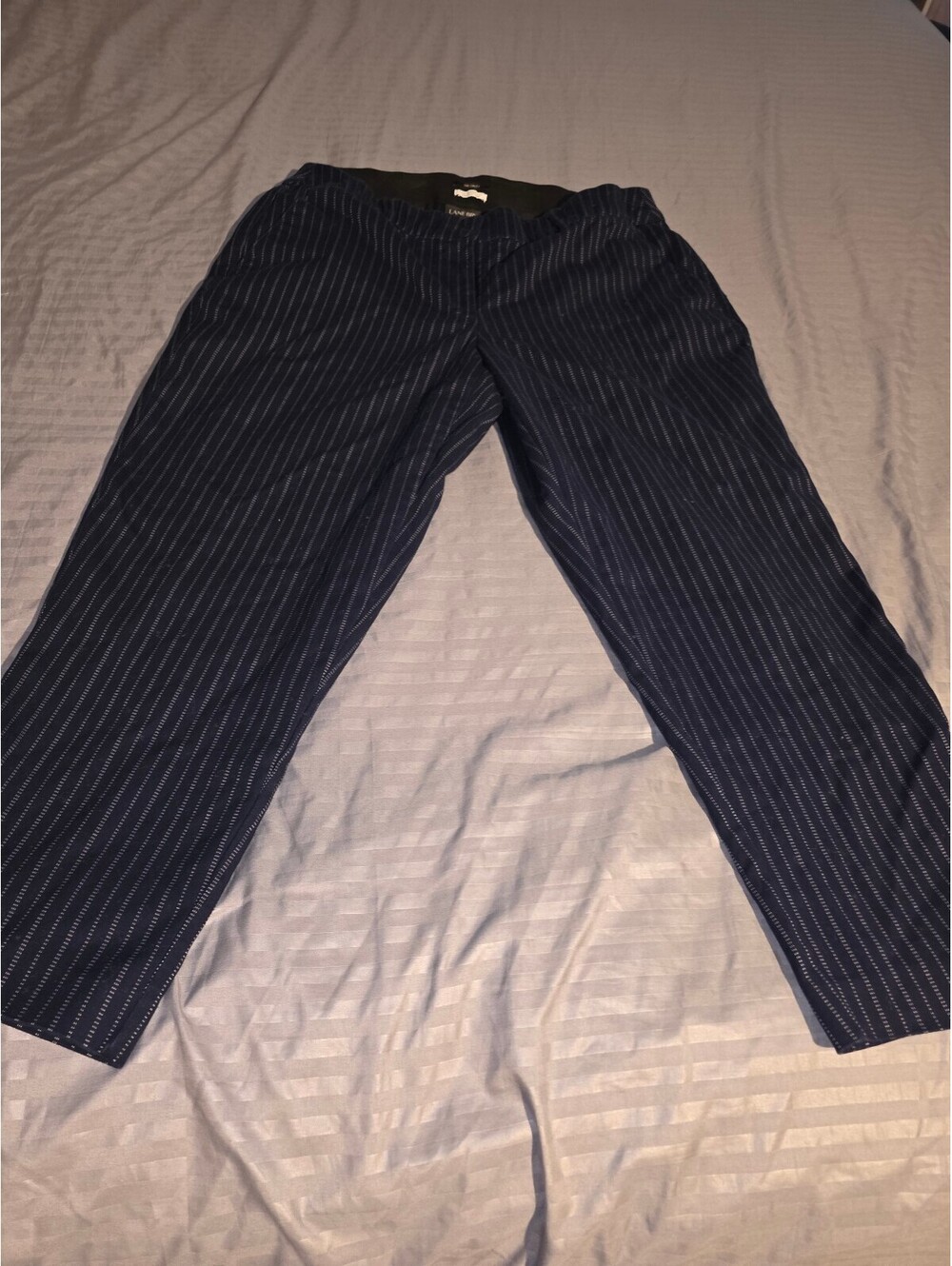 Lane Bryant Women's Straight Leg Dress Pants Stretch w Pockets - Navy stripe- 18